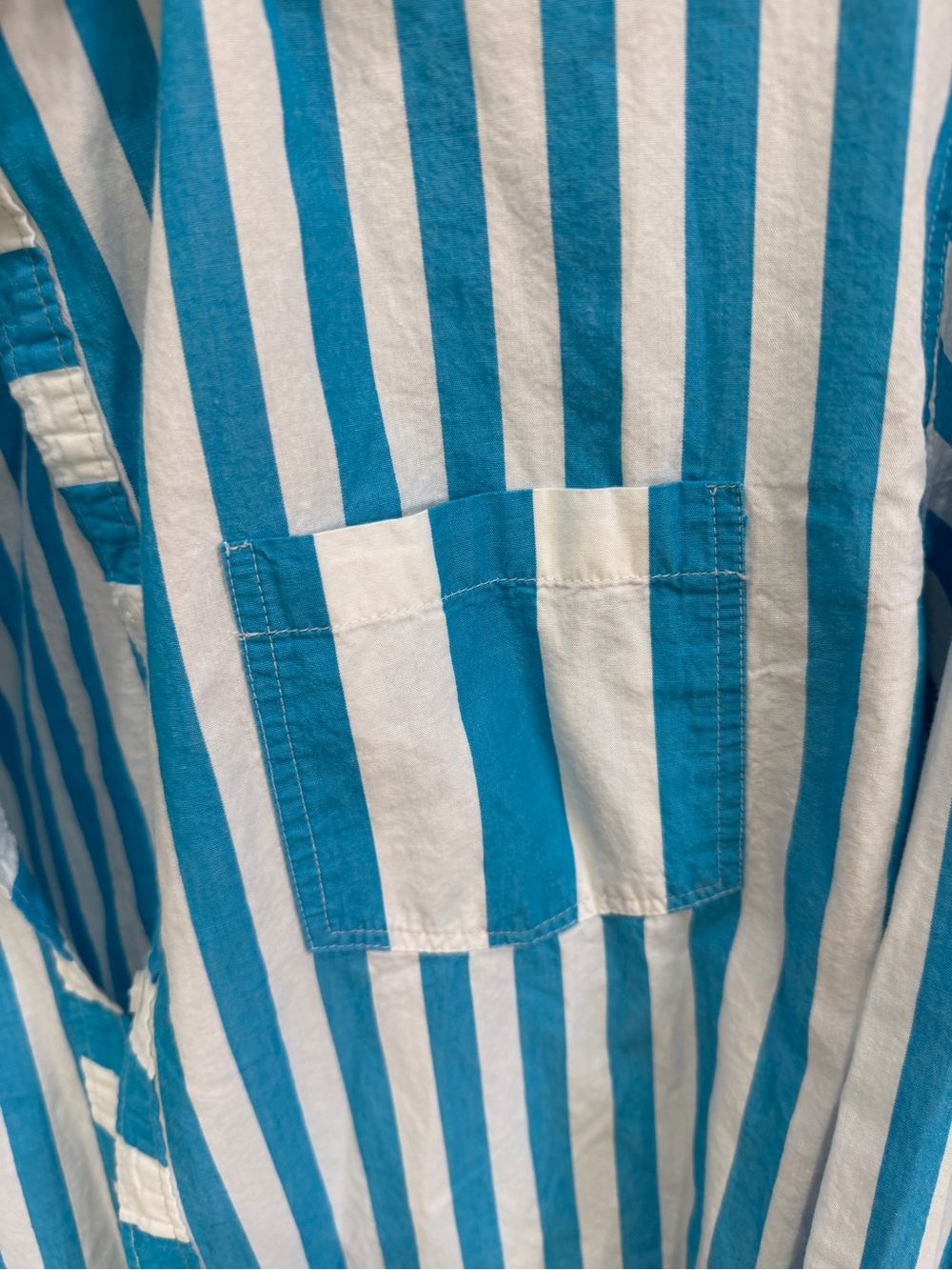 Solid and Striped Blue Oxford Tunic Shirt in Peacock Blue (122) - Picture 7 of 9